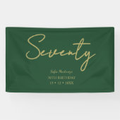 Elegant Green & Gold Seventy Birthday Party Banner (Horizontal)