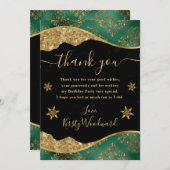 Elegant Green & Gold Snowflake Birthday Dankeskarte (Vorne/Hinten)