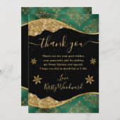 Elegant Green & Gold Snowflake Sweet 16 Dankeskarte (Vorne/Hinten)