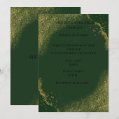 Elegant Green Gold Spark Wedding Invitation Einladung (Vorne/Hinten)