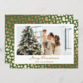 Elegant Green Gold Stars Foto Frohe Weihnachten (Vorne/Hinten)