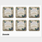 Elegant Green Gold Tiara Gastgeschenk Quinceanera Quadratischer Aufkleber (Blatt)