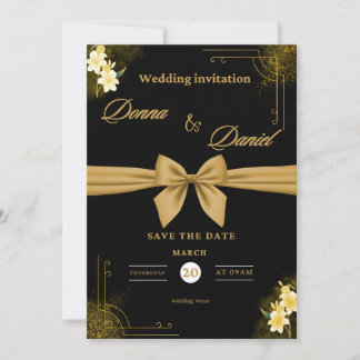 Elegant Green & Gold Wedding Invitation with Flora Einladung