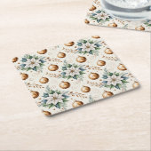 Elegant Green Gold White Christmas Poinsettia Rechteckiger Pappuntersetzer (angewinkelt)