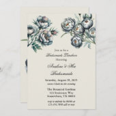 Elegant Green & Gray Bouquet Bridesmaids Luncheoen Einladung (Vorne/Hinten)