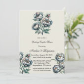 Elegant Green Gray Bouquet Wedding Couples Dusche Einladung (Stehend Vorderseite)