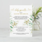 Elegant Green Green und Gold Baby Sprinkle Einladung (Stehend Vorderseite)