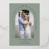 Elegant Green Hand Drawn Bow Ribbon Save the Date Folieneinladung (Vorderseite)