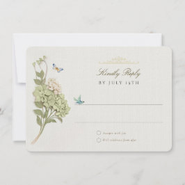 Elegant Green Hydrangea Wedding RSVP Card Einladung
