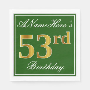 Elegant Green, Imitate Gold 53. Geburtstag + Name Serviette