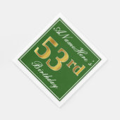 Elegant Green, Imitate Gold 53. Geburtstag + Name Serviette (Ecke)