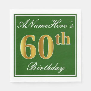 Elegant Green, Imitate Gold 60. Geburtstag + Name Serviette