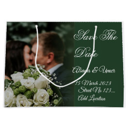 Elegant Green Kiss Save the Date Große Geschenktüte