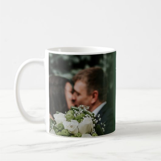 Elegant Green Kiss Save the Date Kaffeetasse (Links)