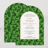 Elegant Green Leaf Border Arch Bat Mitzvah Einladung (Vorne/Hinten)