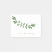 Elegant Green Leaf Name Postit Notes Post-it Klebezettel (Vorderseite)