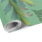 Elegant Green Leaf Pattern Wrapping Paper Geschenkpapier (Rolleneckpunkt)