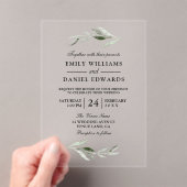 Elegant Green Leaf Wedding Acryleinladungen (Insitu (Handheld))