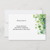 Elegant Green Leaf Wedding RSVP Karte (Rückseite)