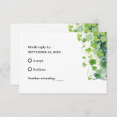 Elegant Green Leaf Wedding RSVP Karte (Vorne/Hinten)