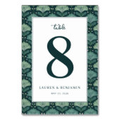 Elegant Green Leafy Botanical Tischnummer (Rückseite)