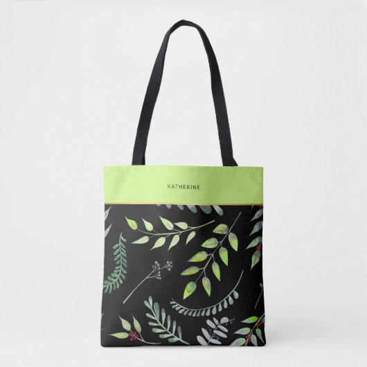 Elegant Green Leaves Pattern Classy Trendy Tasche (Vorderseite)