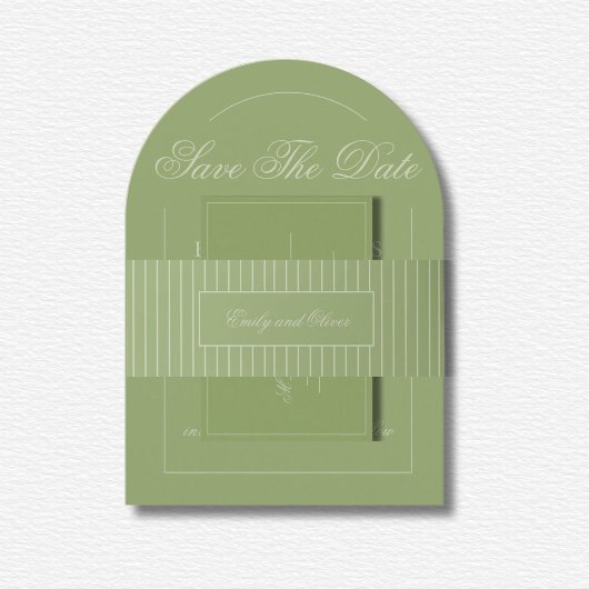 Elegant Green Lines Wedding Einladungsbanderole