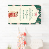 Elegant Green Lotus Lanterns Mehndi Sanget Indian Banner (Insitu)