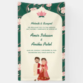 Elegant Green Lotus Lanterns Mehndi Sanget Indian Banner (Vertikal)