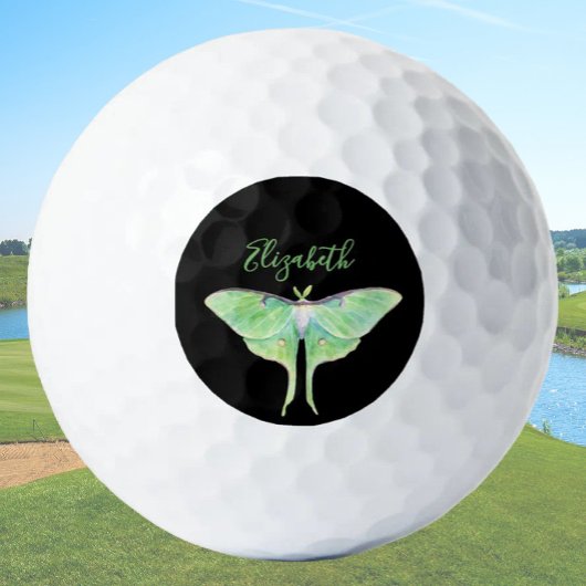 Elegant Green Luna Moth Personalisierte Ladys Blac Golfball