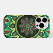 Elegant Green Mandala | Bohemisch Zen Minimalistis iPhone Hülle (Rückseite (Horizontal))