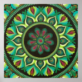 Elegant Green Mandala | Bohemisch Zen Minimalistis Poster