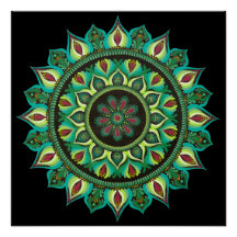 Elegant Green Mandala | Bohemisch Zen Minimalistis