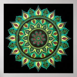 Elegant Green Mandala | Bohemisch Zen Minimalistis Poster