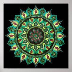 Elegant Green Mandala Bohemisch Zen Minimalistis Poster
