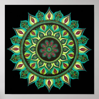 Elegant Green Mandala | Bohemisch Zen Minimalistis Poster