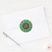 Elegant Green Mandala | Bohemisch Zen Minimalistis Runder Aufkleber (Umschlag)