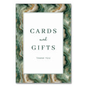Elegant Green Marbled Gratitude Card Tischnummer (Rückseite)