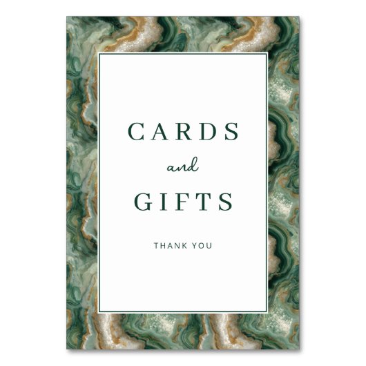 Elegant Green Marbled Gratitude Card Tischnummer (Vorderseite)