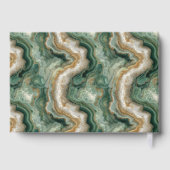 Elegant Green Marbled Waves Gästebuch (Rückseite)