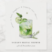 Elegant Green Margarita Cocktail Bridal Shower Weinetikett (Einzelnes Label)