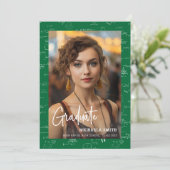 Elegant Green Math Script Photo Graduation Ankündigung (Stehend Vorderseite)