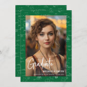 Elegant Green Math Script Photo Graduation Ankündigung (Vorne/Hinten)