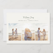 elegant green merriest christmas 3 photo collage feiertagskarte (Vorderseite)