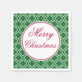 Elegant Green Merry Christmas Napkins Serviette