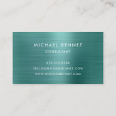 Elegant Green Metallic Monogram Consultant Visitenkarte (Rückseite)