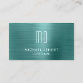 Elegant Green Metallic Monogram Consultant Visitenkarte
