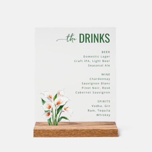 Elegant Green Minimalist Menu Sign Acrylschild (Vorderseite)