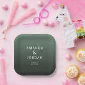 Elegant Green Minimalist Pappteller (Party)