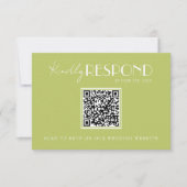 Elegant Green Minimalist QR Code Wedding RSVP Karte (Vorderseite)